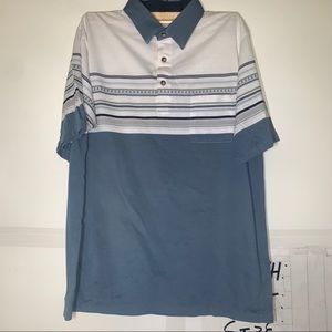 Palmland Club Short Sleeve Blue White Striped Polo